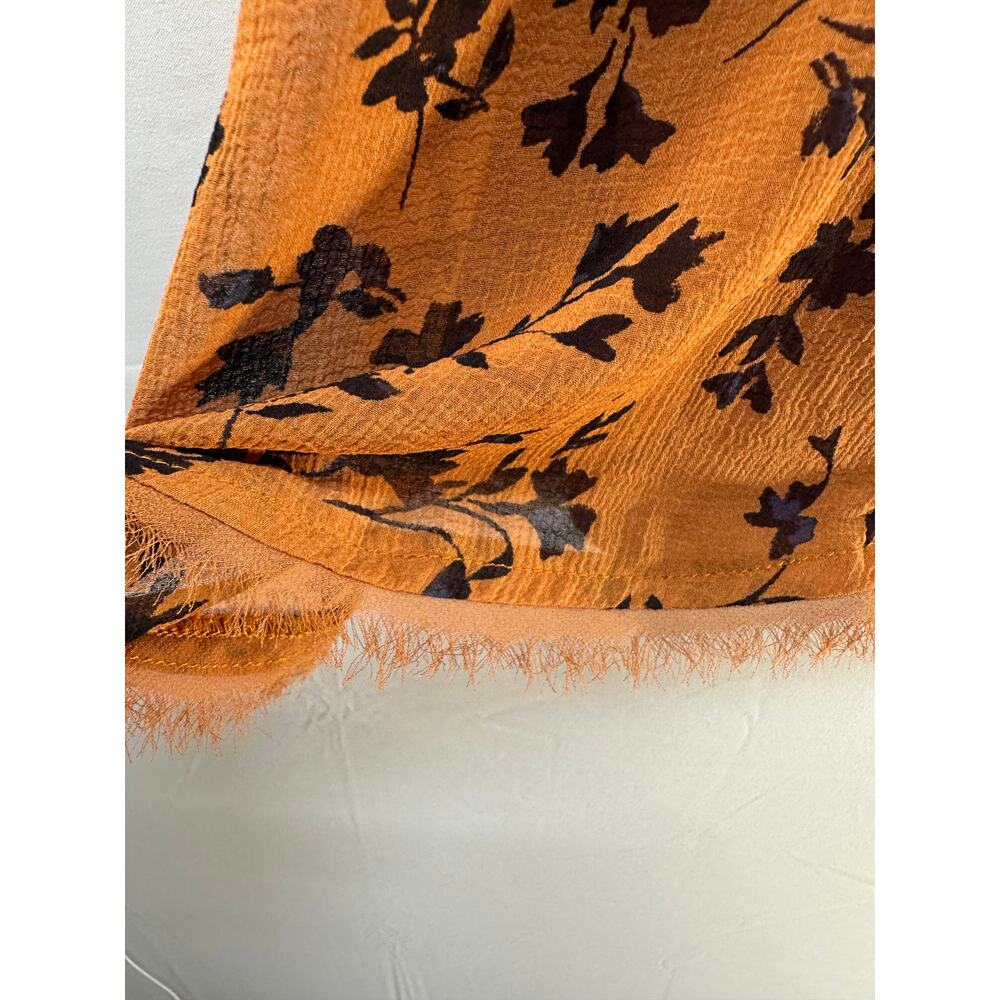 Kimchi Blue Orange Fall Floral Mini Dress L Tie Back Long Sleeve Fall Boho Style - Picture 3 of 11